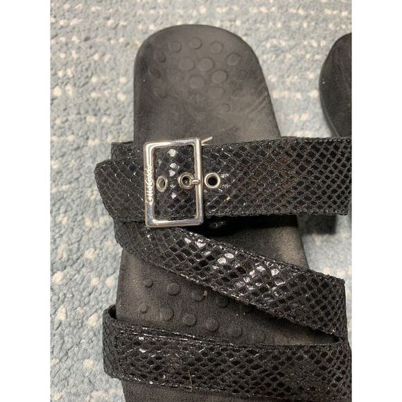 VIONIC Rio Lizard US 10 Wide Women’s Black Snake Print Adjustable Straps - Picture 2 of 5
